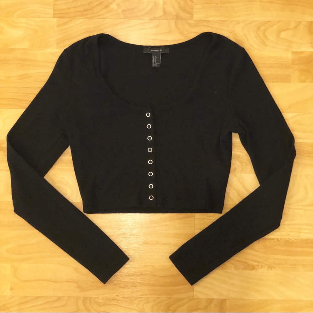 Button down cropped long sleeve